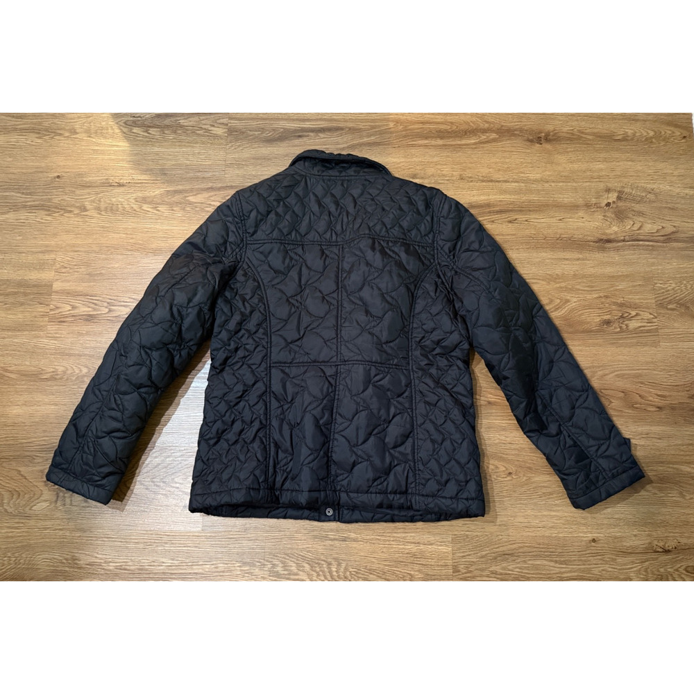 Lands End Womens L 14-16 Black Quilted Jacket Snap Front Lightweight Coat - Picture 4 of 11